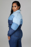 Denim, gradient, stitching, cotton padded jacket