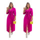 Long sleeve, solid color, suit collar, casual, long dress with belt
