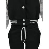 Color blocking, jacket, single breasted, letter printing, baseball suit, sports suit (including pocket)