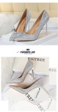 Thin heels, high heels, shallow mouth, pointed head, sequins, single shoes