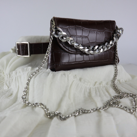 Belt waist bag, large metal chain, PU belt
