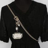 Crystal diamond, dress, mini bag, pendant, waist bag, waist chain