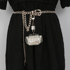 Crystal diamond, dress, mini bag, pendant, waist bag, waist chain