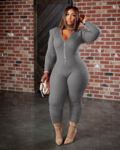 Knitted, shoulder pads, hooded, Jumpsuit