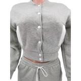 Jacket, single breasted, plush sweater, baseball suit, sports suit