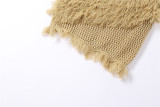 Diagonal shoulder, single sleeve, tassel, knitting, perspective, dress
