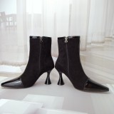 Pointed boots, splicing shoes, middle heel boots