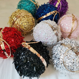 Embroidery, Sequin, small round bag, Sequin, small ball bag, hand bag