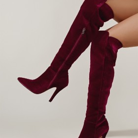 Pointed head, thick high heels, thin heels, suede, boots