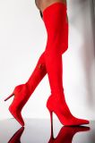 Suede, knee high, elastic boots, high tube, viscose shoes, pointed thin high-heeled women's boots