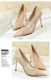 High heels, thin heels, high heels, shallow mouth, pointed, hollow lace single shoes
