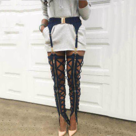Banquet, high waist, one-piece, bandage, net pants
