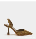 High heels, rhinestones, pointed ends, wedding shoes