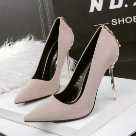 Pointed, high-heeled shoes, metal heels, single shoes, thin heels, bow women's shoes