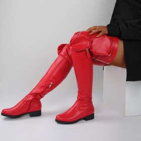 Over knee boots, round head, low square heel, large fashion boots