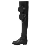 Over knee boots, round head, low square heel, large fashion boots