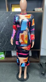 Printing, temperament, slim fit, temperament, dress
