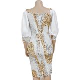 Christmas, sequins, stitched bubble sleeves, dress