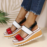 Wedge heel, back buckle, muffin, sandals, thick soled sandals