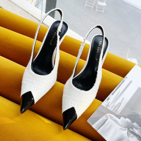 Pointy, thin heels, sandals, color matching, Baotou, high heels, shallow mouth women's shoes