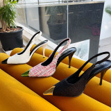 Pointy, thin heels, sandals, color matching, Baotou, high heels, shallow mouth women's shoes