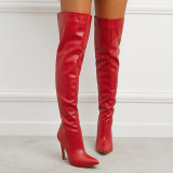 Pointed head, thin heel, knee length, boots, back zipper