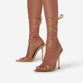 Pointed head, cross strap, electroplated heel, stiletto, sandals