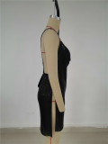 Split skirt, suspender, metal, medium waist dress