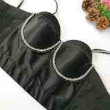 Satin, suspender, bra, bright light, satin, chest wrapping, nail beads