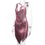 Backless, metal, suspender dress, Sequin dress