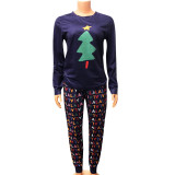 Sports, leisure, home, long sleeve, printed, two-piece parent-child suit