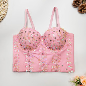 Underwear, Rhinestone, nail bead, fishbone, bra, steel ring, body shaping, beautiful back sling