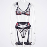 Embroidered flower set, four piece set, bandage, steel ring underwear