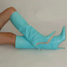 Pointed head, solid color, thin heel, high heel, women's boots, fluorescent, high tube boots, large