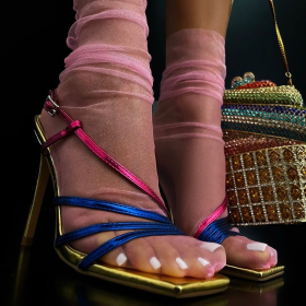 Ribbon, simple, versatile, thin high heels, sandals