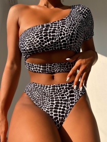 Black and white wave point, split swimsuit, bikini