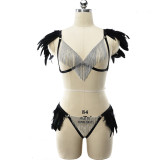 Bandage, feather, body chain, underwear, harness, fun suit