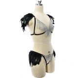 Bandage, feather, body chain, underwear, harness, fun suit
