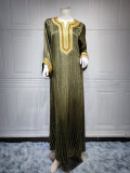 Middle East, Dubai, Muslim, polyester cotton, stripe bronzing, lace diamond, evening dress