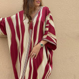 Stripe, bat sleeve, Muslim, Arabic, robe, tassel