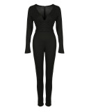Black, low neck, sexy, tight Jumpsuit