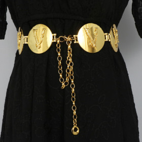 Circle gold large V, waist chain decoration, with dress, adjustable