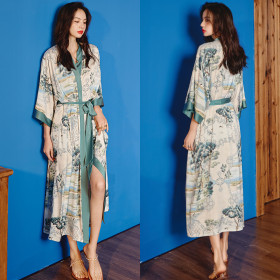 Satin, chiffon pajamas, ice silk, light luxury, Nightgown, home clothes