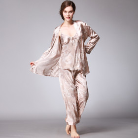 Ice silk, silk, pajamas, Dragon Robe printing, home clothes three piece suit