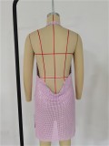 Sequin, dress, V-neck, suspender, backless, metal suspender dress
