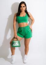 Solid color, sports, leisure, two piece set