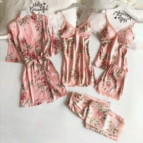 Imitation sling, loose and comfortable, lace five piece set, underwear and Nightgown