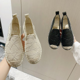 Thick soled, straw woven, hemp rope, embroidery, Lefu shoes