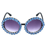 Luxury round frame, oversized diamond, sunglasses, colorful retro, versatile Sunglasses