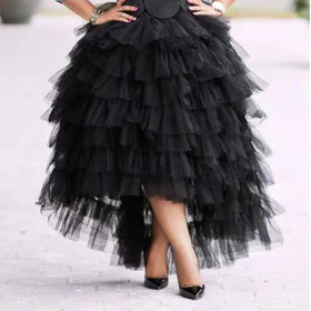 Half length, casual, solid color fishtail, fluffy lotus leaf skirt